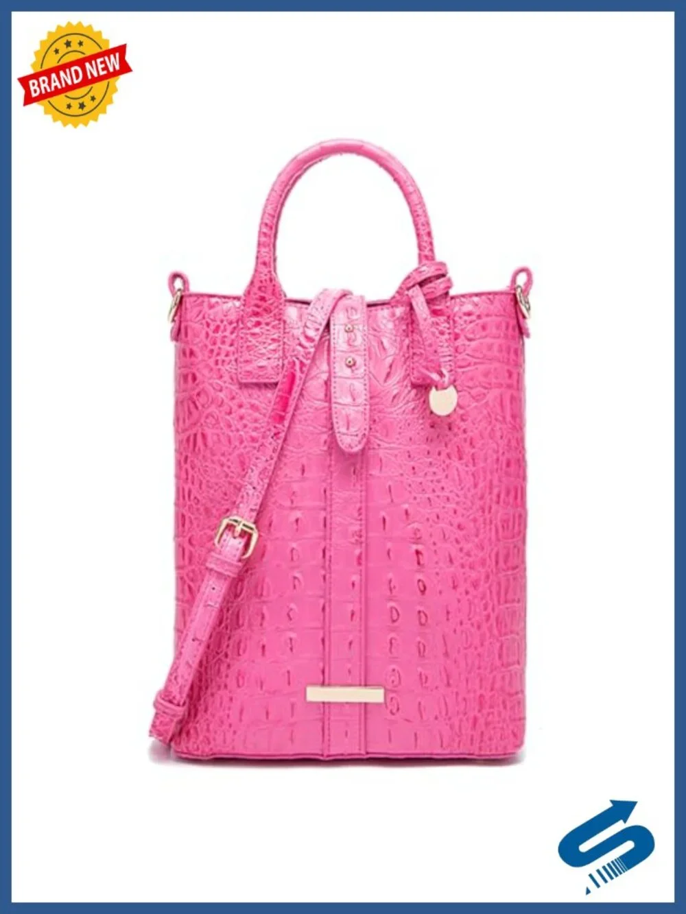 Women's Crocodile Embossed Vegan Leather Tote Bag with Shoulder Strap